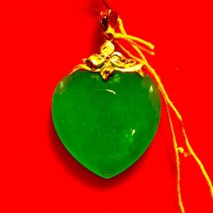 14kGold Green Jade Heart Pendant-large (Reg$998)